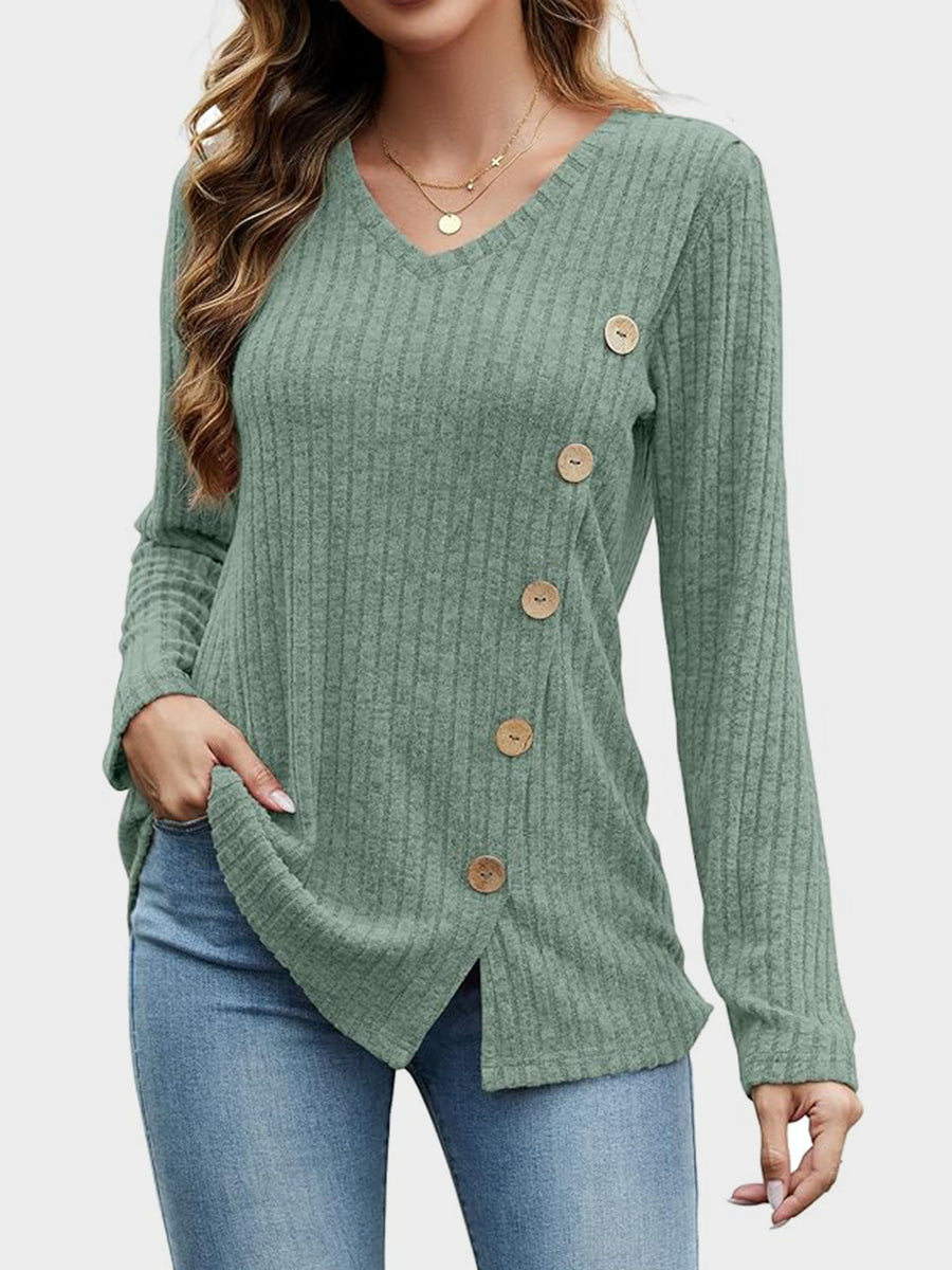 V-Neck Long Sleeve T-Shirt Sage