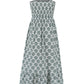 Smocked Printed Square Neck Sleeveless Dress