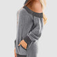 V-Neck Long Sleeve Sweatshirt with Pockets