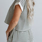 Striped Round Neck Top and Shorts Set