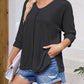 Lovelet Textured Round Neck Three-Quarter Sleeve Blouse