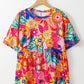 Plus Size Printed Round Neck Short Sleeve Top