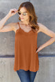 Basic Bae Full Size Lace Trim V-Neck Cami Caramel