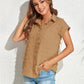 Swiss Dot Button Up Cap Sleeve Shirt