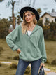 Zip Up Drawstring Long Sleeve Hooded Jacket Sage