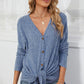 Ribbed Button Up Long Sleeve Cardigan