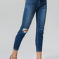 BAYEAS Full Size High Waist Distressed Washed Cropped Mom Jeans