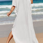 Slit V-Neck Half Sleeve Cover-Up