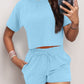 Full Size Round Neck Short Sleeve Top and Shorts Set