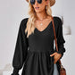 V-Neck Lantern Sleeve Blouse