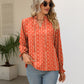 Printed Tie Neck Flounce Sleeve Blouse