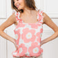 BiBi Floral Waffle Ruffled Tank