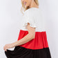 Celeste Full Size Color Block Ruffled Short Sleeve Top