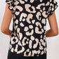 Leopard Notched Cap Sleeve Blouse