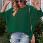 Round Neck Dolman Sleeve Textured Blouse