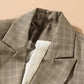 Plaid Lapel Collar Button Cuff Blazer