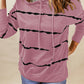 Drawstring Striped Dropped Shoulder Hoodie