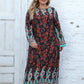 Plus Size Floral Tassel Round Neck Dress