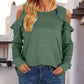 Round Neck Ruffled Cold-Shoulder Blouse