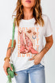 Graphic Round Neck Short Sleeve T-Shirt White