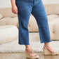 RFM Crop Chloe Full Size Tummy Control High Waist Raw Hem Jeans