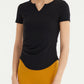 Notched Neck Short Sleeve Active Top