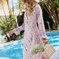 Floral Boat Neck Flounce Sleeve Dress