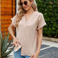 Notched Neck Cuffed Sleeve Shirt