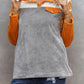 Shiny Color Block Collared Sweatshirt with Pockets