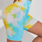 Tie-Dye Wide Waistband Sports Shorts