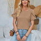 Frill Round Neck Petal Sleeve Blouse