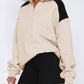 Contrast Quarter Zip Long Sleeve Sweatshirt