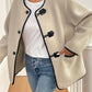 Contrast Trim Drop Shoulder Plush Coat