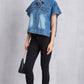 Pocketed Button Up Short Sleeve Denim Top