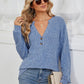 Ribbed Notched Long Sleeve T-Shirt