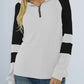 Shiny Waffle-Knit Raglan Sleeve Zipper Front Hoody