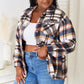 Double Take Plaid Button Front Shirt Jacket with Breast Pockets