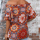 Printed Off-Shoulder Half Sleeve Blouse