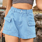 High Waist Denim Shorts with Pockets