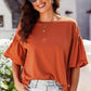 Puff Sleeve Curved Hem Blouse