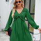 Frill Trim V-Neck Long Sleeve Dress