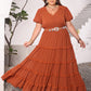 Plus Size Ruched Lace Detail V-Neck Short Sleeve Dress