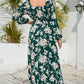 Floral Print V-Neck Long Sleeve Maxi Dress