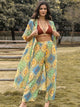 Printed Half Sleeve Top and Wide Leg Pants Set Gum Leaf