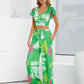 Printed V-Neck Top and Tied Pants Set