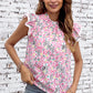 Floral Mock Neck Short Sleeve Blouse