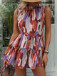 Perfee Peplum Mock Neck Sleeveless Blouse Multicolor