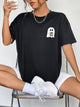 Round Neck Short Sleeve Ghost Graphic T-Shirt Black