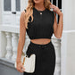 Round Neck Sleeveless Top and Drawstring Skirt Set