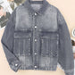 Button Up Dropped Shoulder Denim Jacket with Pockets